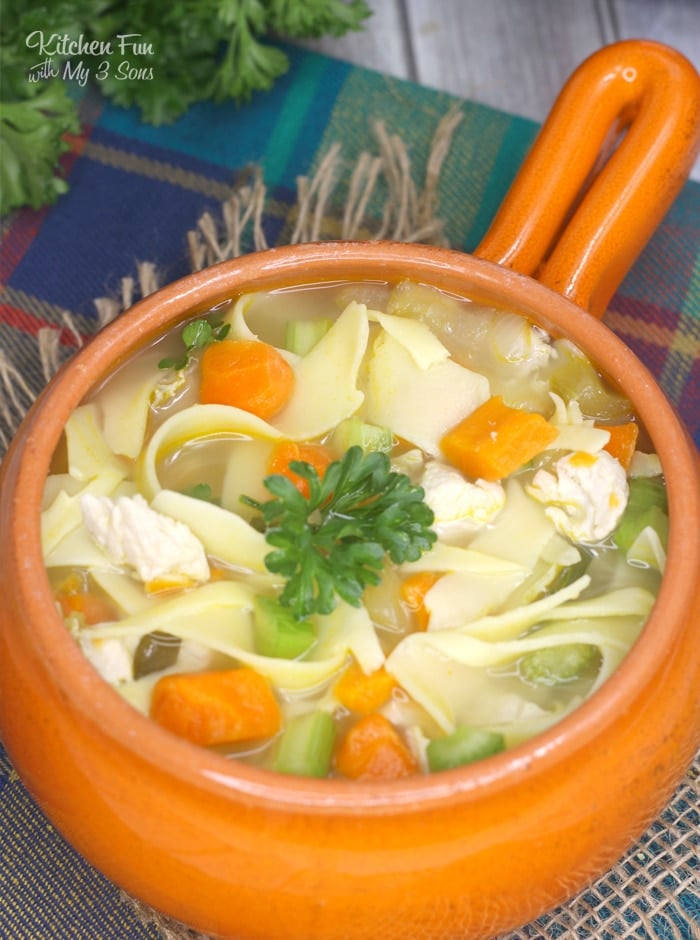 Instant Pot Chicken Noodle Soup is just what you need on these cold winter days. Fresh carrots, celery, basil and oregano with chicken will warm your belly!