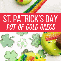 These St. Patrick's Day Oreos are a fun treat for this spring holiday. The little pots of gold are made from candy and are so cute!