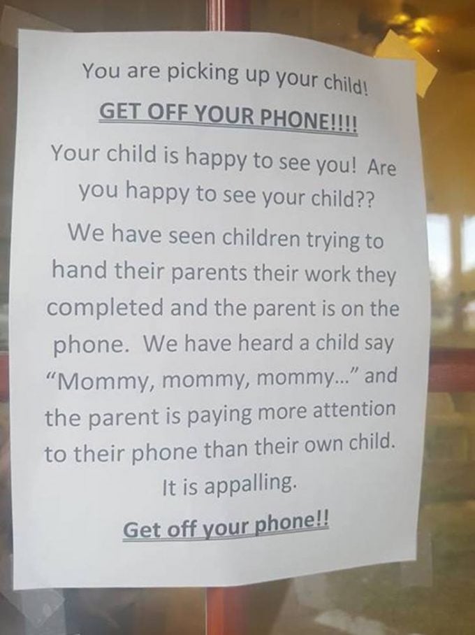 Get off your Phone Note to Parents