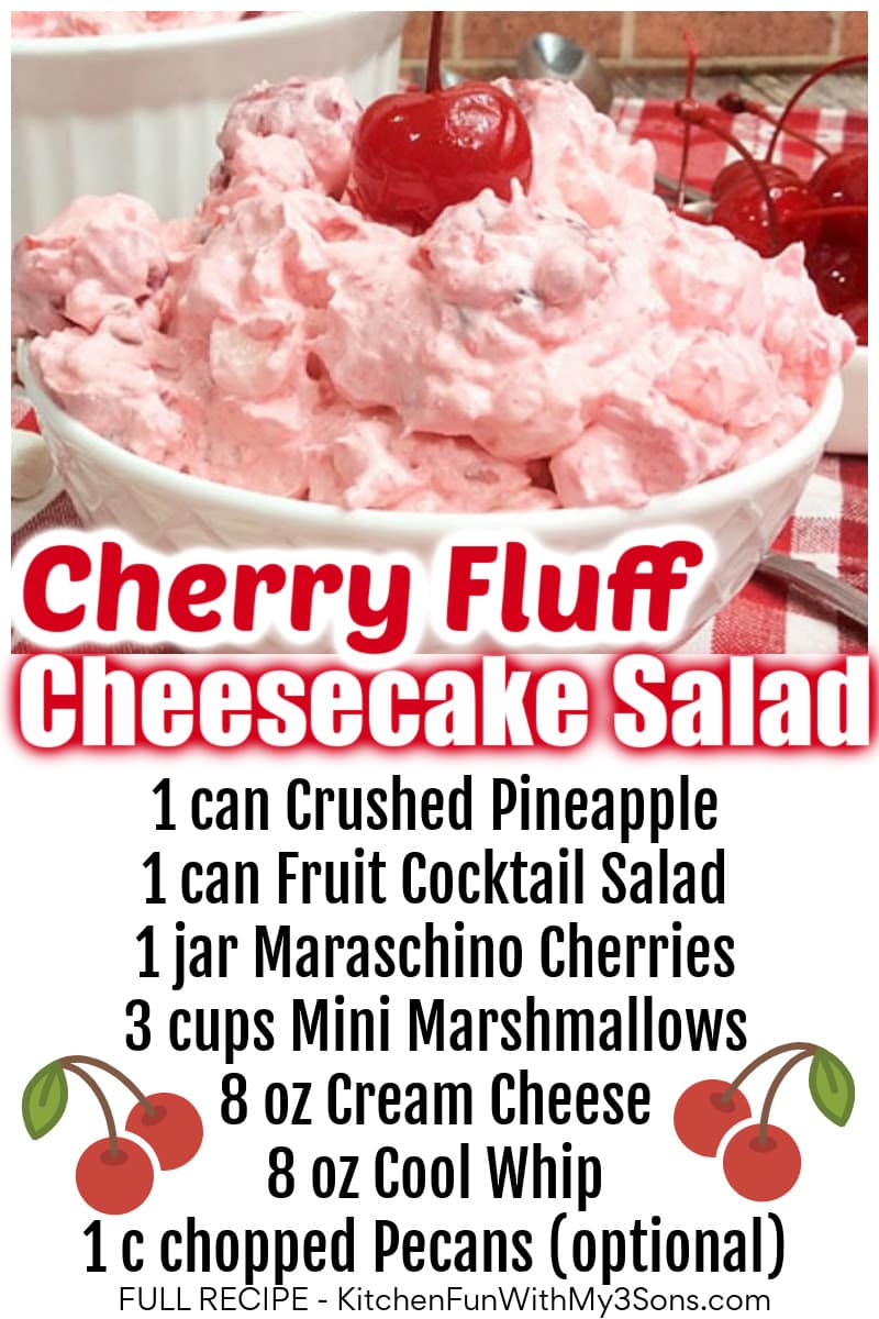 Cherry Fluff Cheesecake Salad Kitchen Fun With My 3 Sons