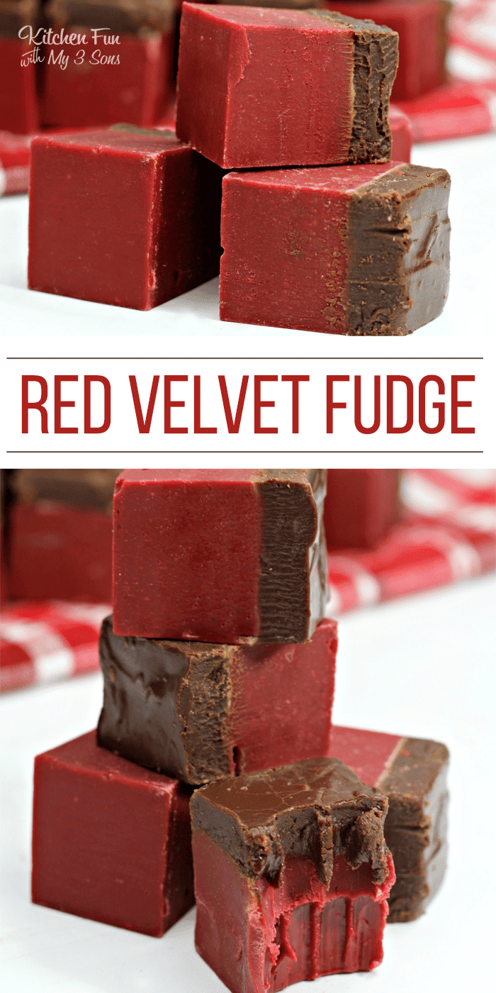 Pinterest title image for Red Velvet Fudge.