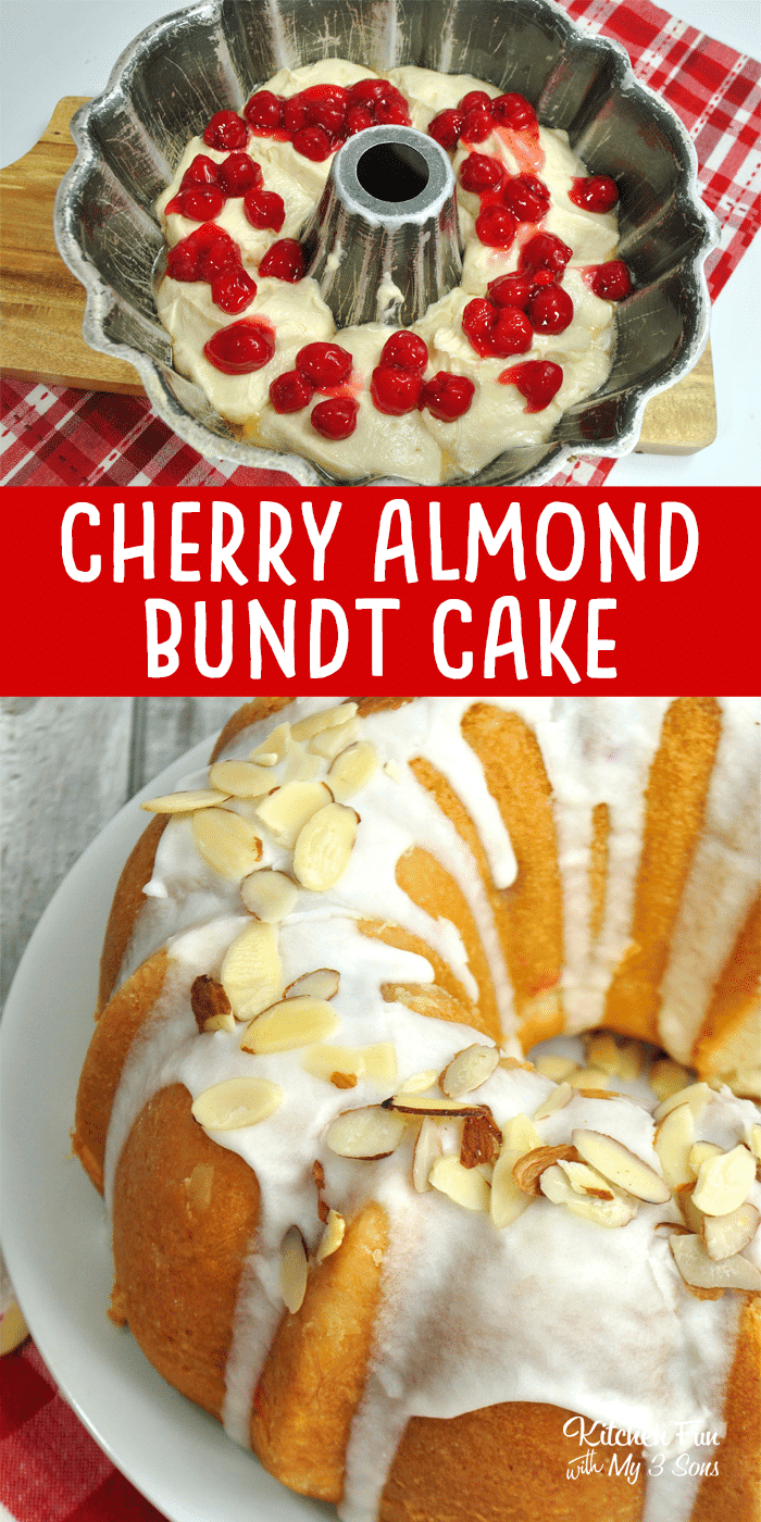 This Cherry Almond Bundt Cake recipe has a rich almond and vanilla flavor and loaded with delicious maraschino cherries. It's a great dessert for any occasion.