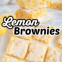 Lemon Brownies are my new favorite dessert. Topped with a delicious lemon glaze, they are just the right mix of fresh lemon and sweetness. 