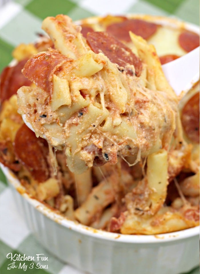 This Pepperoni Pizza Baked Ziti recipe is a great dinner recipe for busy nights that the whole family loves.