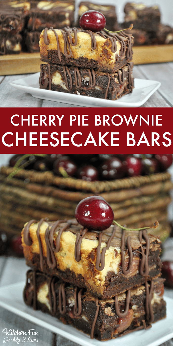 These Cherry Pie Brownie Cheesecake Bars with rich chocolate combined with wonderful cream cheese and cherry pie filling just might make this recipe your new favorite.