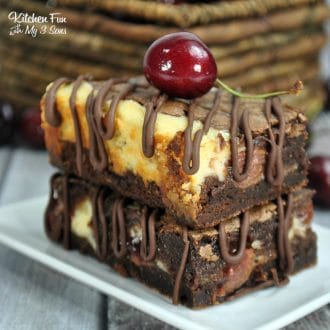 These Cherry Pie Brownie Cheesecake Bars with rich chocolate combined with wonderful cream cheese and cherry pie filling just might make this recipe your new favorite.