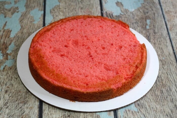 layer of strawberry cake