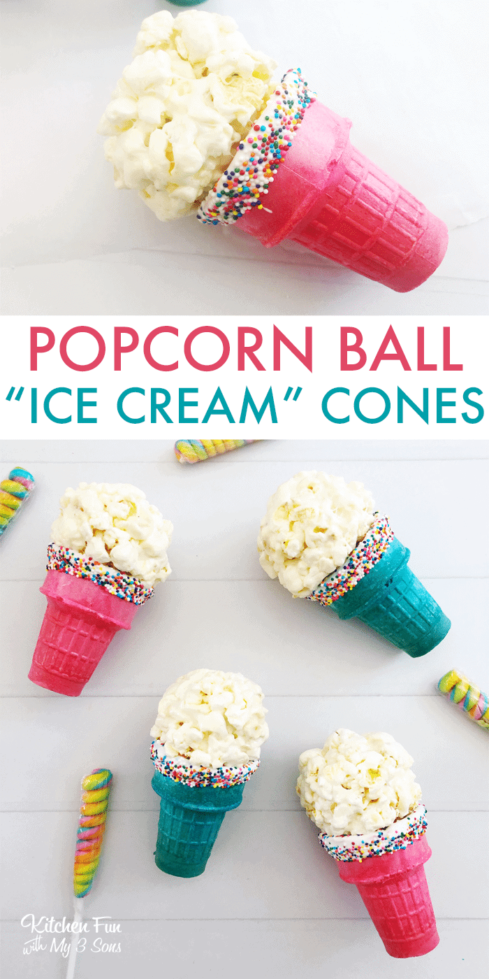 Popcorn Ball Ice Cream Cones - Kitchen Fun With My 3 Sons
