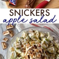 Snickers Apple Salad with caramel and whipped cream.