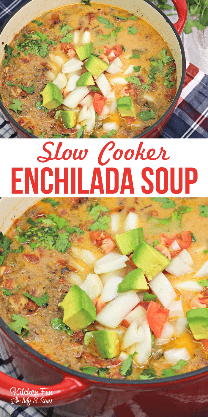Enchilada Soup is inexpensive, easy & uses ingredients you likely already have. Get out your slow cooker and let's make a soup that's a favorite for so many families.