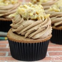 German Chocolate Cupcakes with a delicious homemade frosting and topped with a coconut pecan mixture is a wonderful new take on your favorite cake.