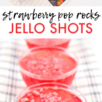 Strawberry jello shots with champagne and pop rocks.
