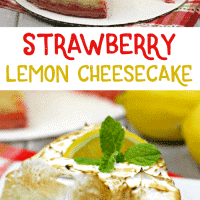 Strawberry Lemon Cheesecake with meringue on top.