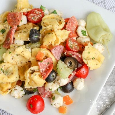 Tortellini Pasta Salad is the best side dish to take to your next BBQ! Full of fresh veggies and cheese, this recipe is one people will be asking for over and over.