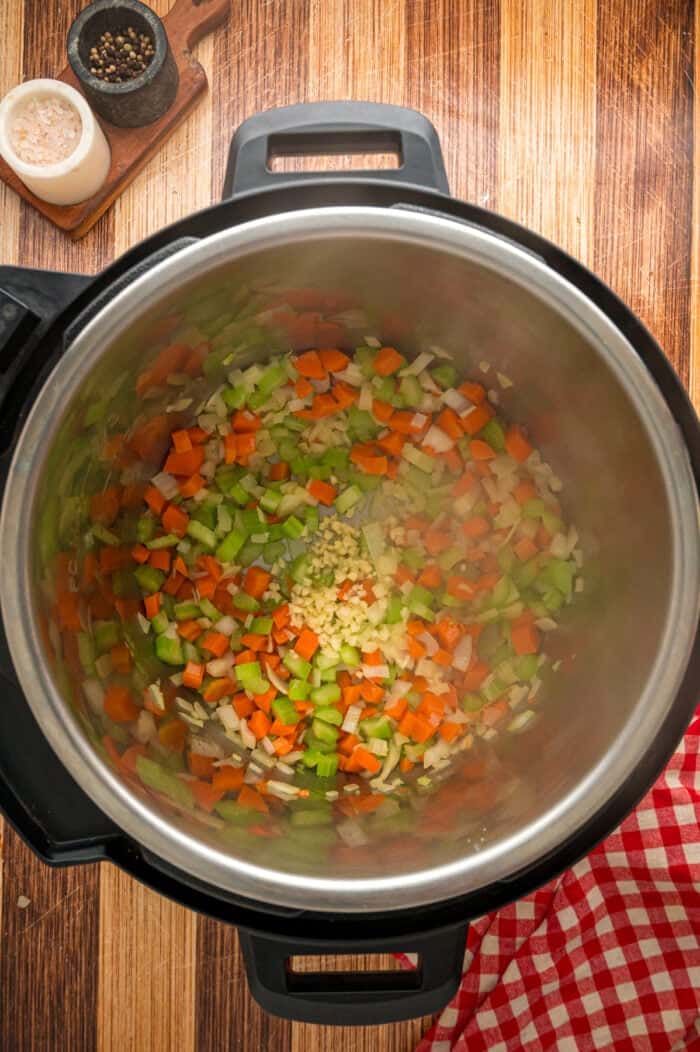 With a creamy base and tender chunks of potato in every bite, this Instant Pot Potato Soup comes together in just 45 minutes. Carrots, celery, and onion in an Instant Pot