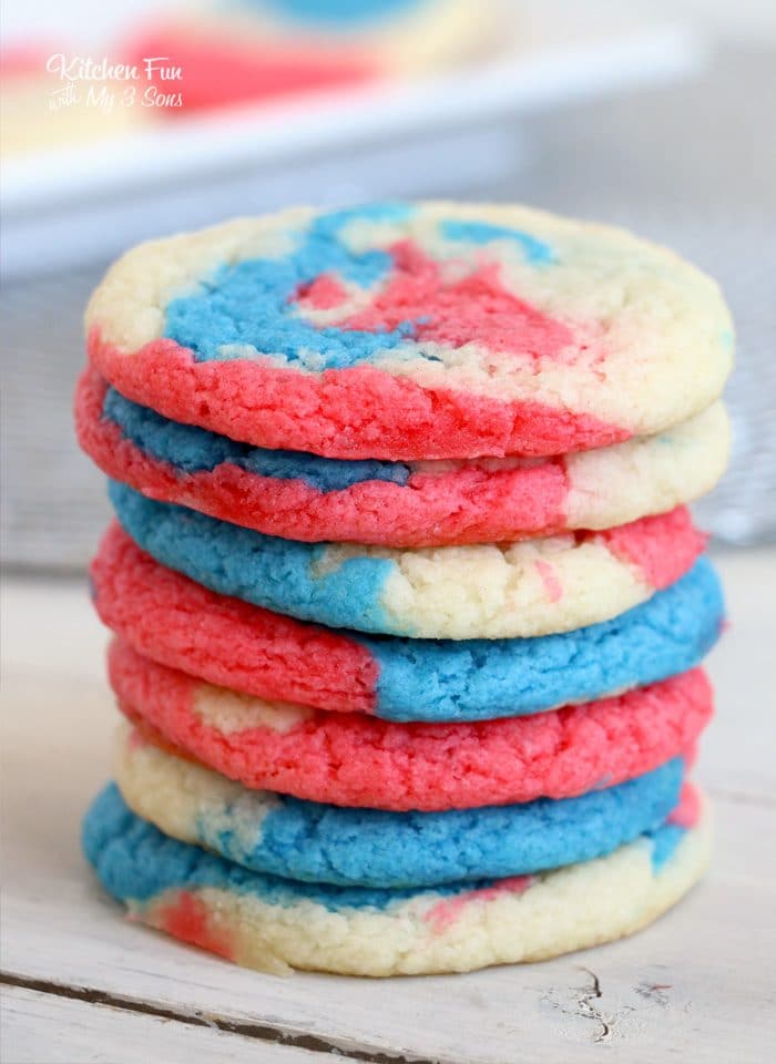 Patriotic Cake Batter Cookies are a swirl of red, white and blue that's perfect for the 4th of July. They're an easy cookie recipe that always taste yummy.