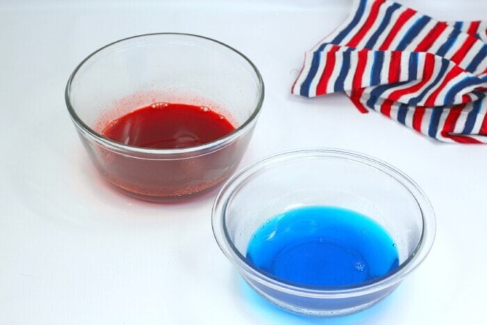 food coloring and water in a bowl