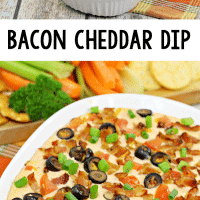 Pinterest title image for bacon cheddar dip.