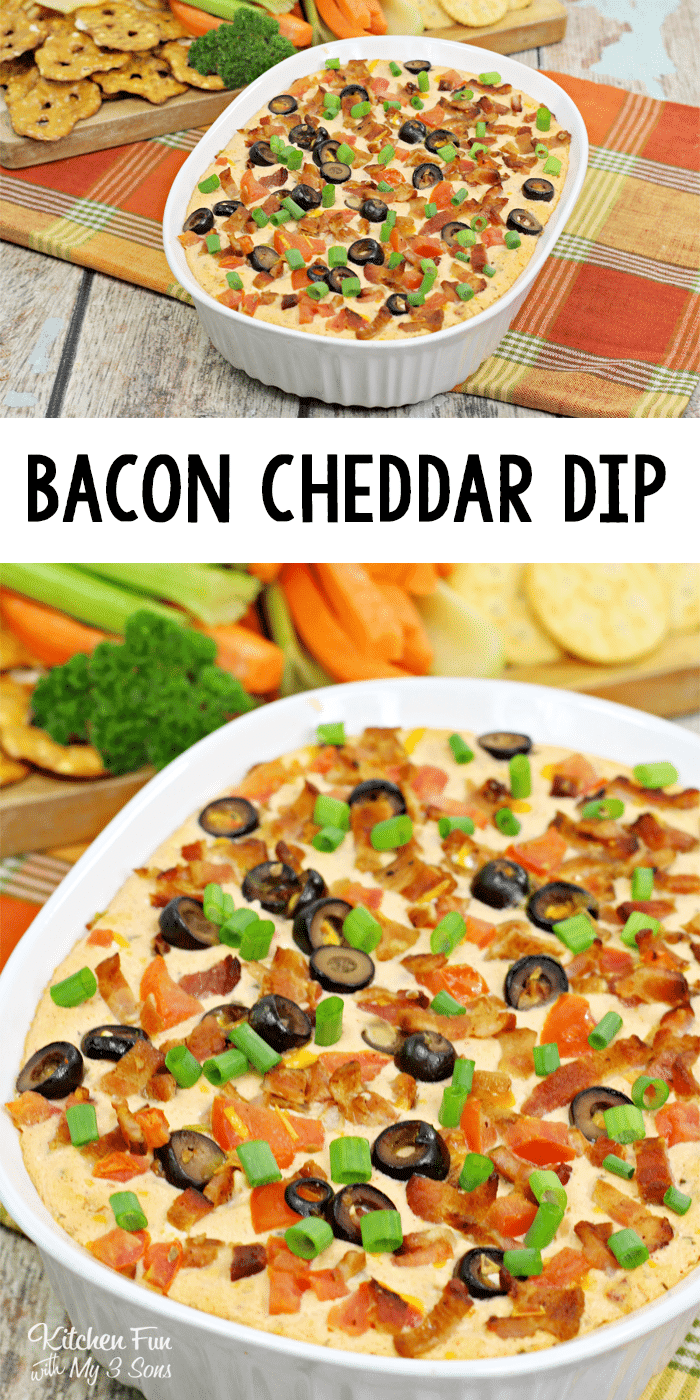 Pinterest title image for bacon cheddar dip.
