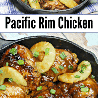 Jakks Pacific Rim Chicken in a pan with pineapple rings.