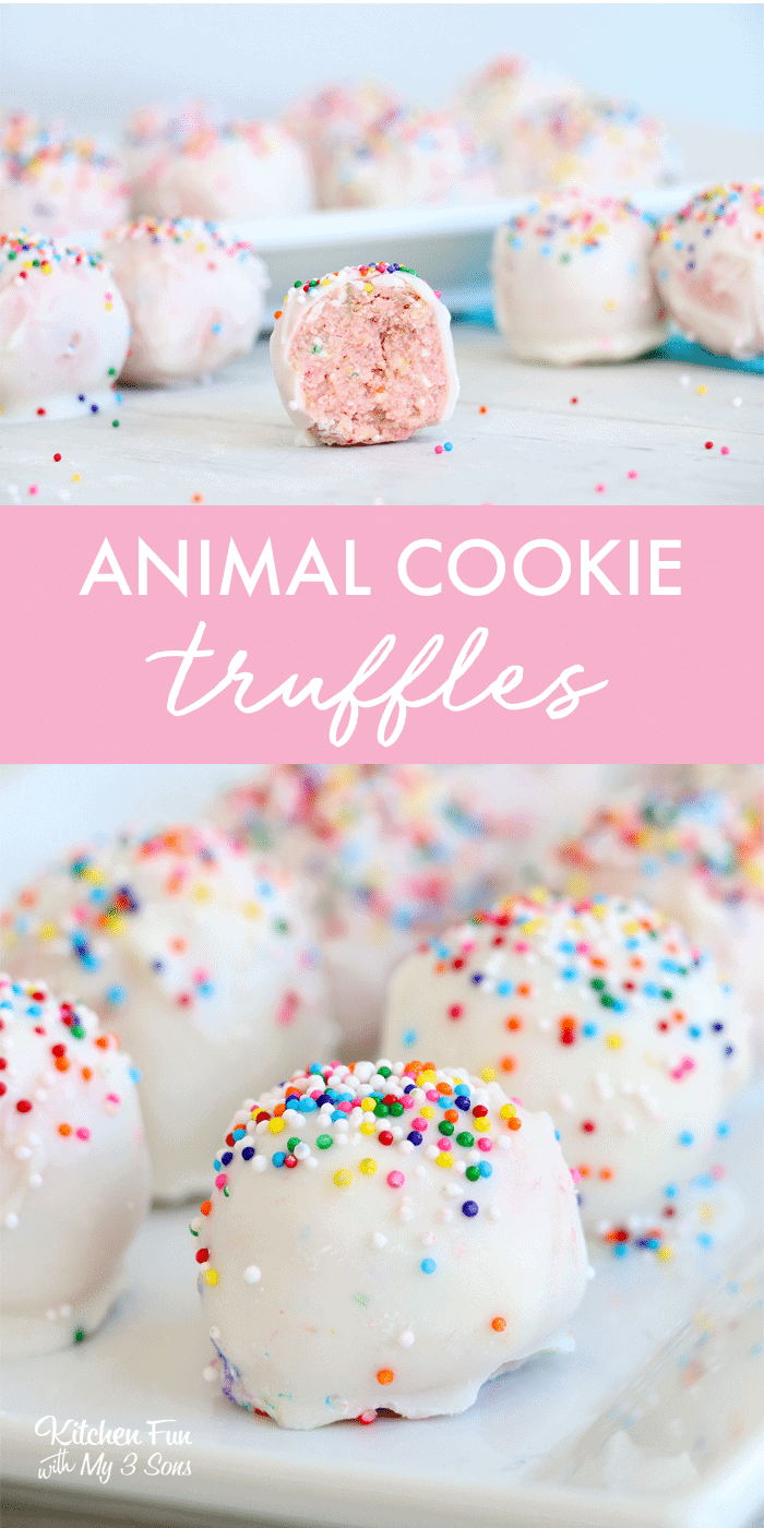 Animal Cookie Truffles combine yummy frosted animal cookies, cream cheese and chocolate. They're absolutely delicious and completely beautiful!