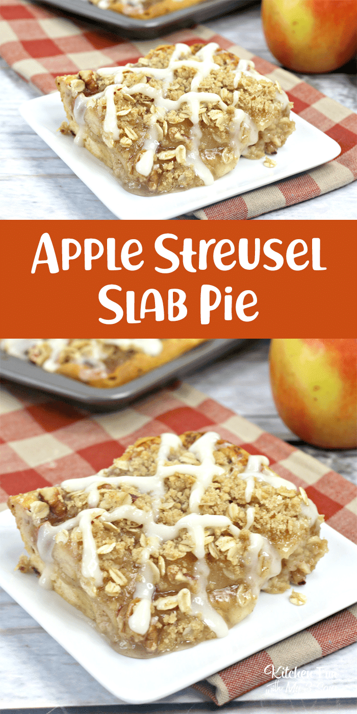 It's time to pick some apple pie filling and a package of cinnamon rolls and whip up this incredible Apple Streusel Slab Pie.