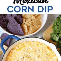 Pinterest title image for Skillet Mexican Corn Dip.