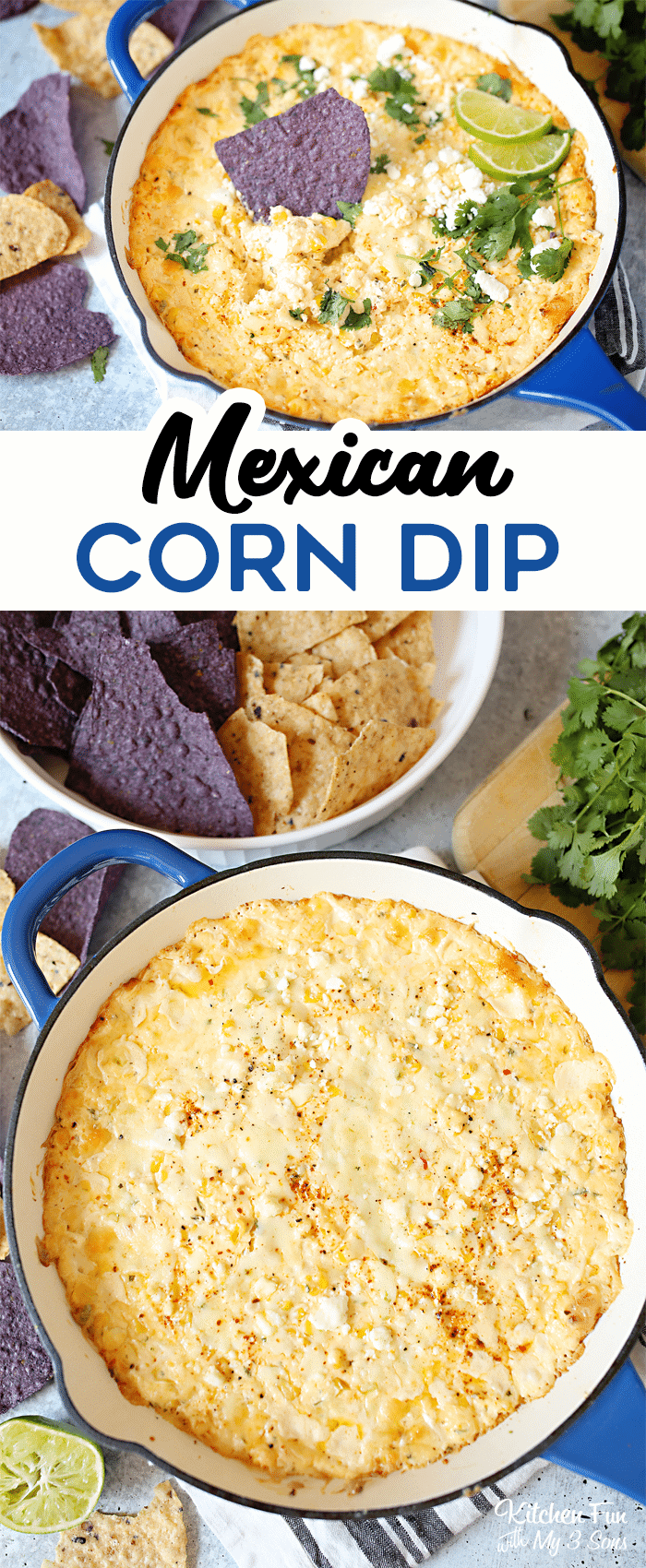 Pinterest title image for Skillet Mexican Corn Dip.