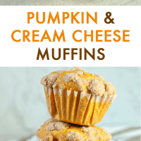 Pumpkin cream cheese muffins with cinnamon crumbles.