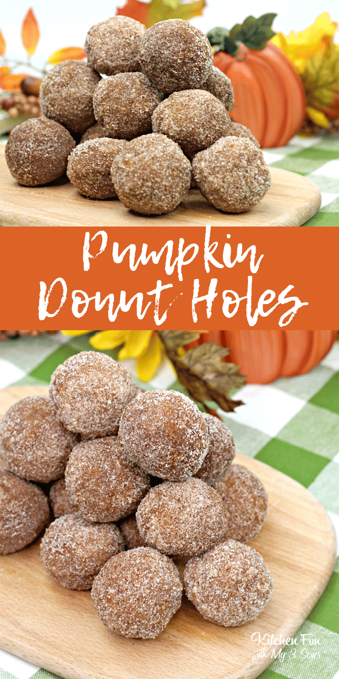 Pumpkin Donut Holes are made with real pumpkin puree and coated in delicious cinnamon, sugar and pumpkin pie spice. | Pumpkin Recipes | Fall Dessert Recipes
