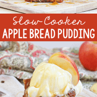 Pinterest title image for Slow Cooker Apple Bread Pudding.