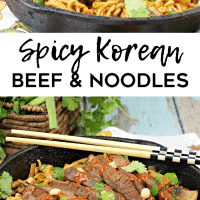 Spicy Korean Beef Noodles made with ramen and swiss steak.