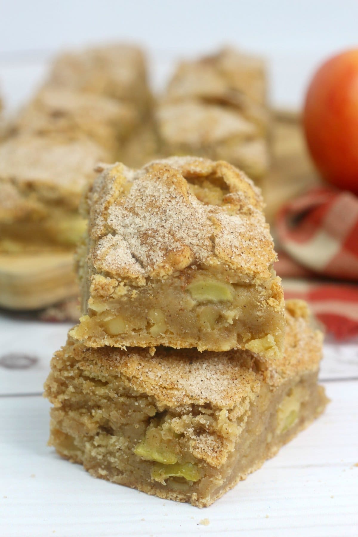 apple blondies in a stack