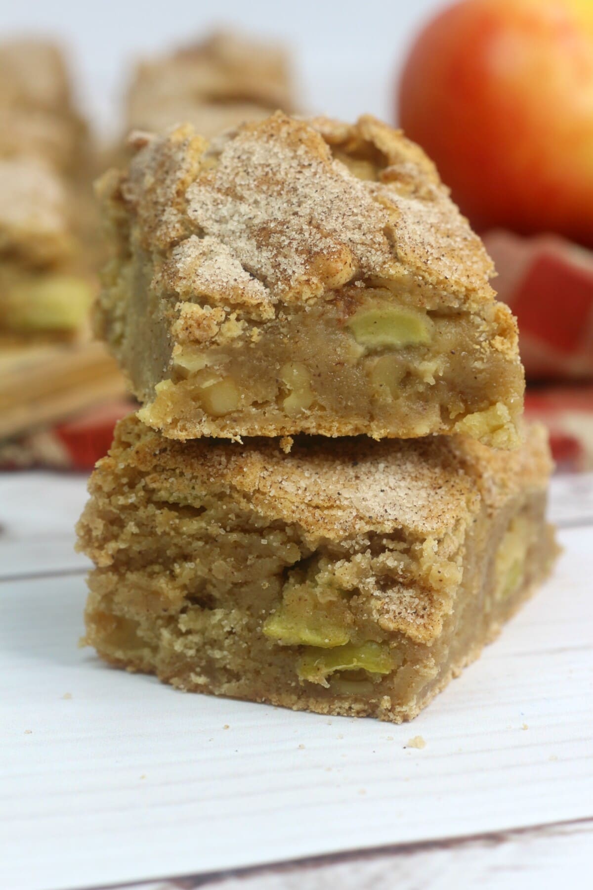 apple blondies in a stack