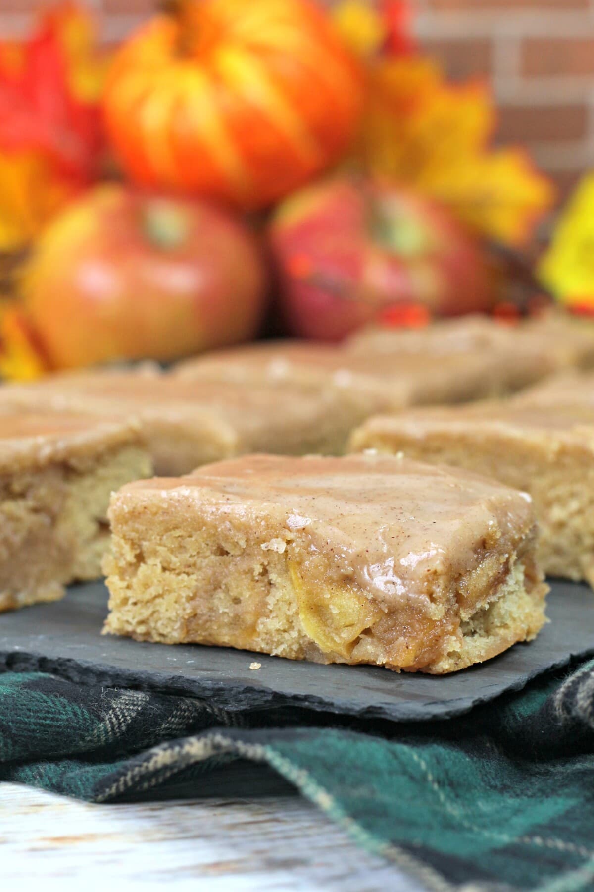 apple brownies on a tray
