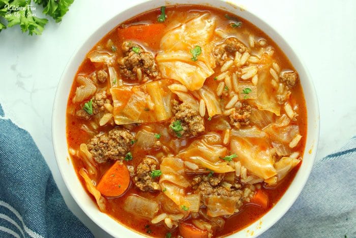 bowl of cabbage roll soup