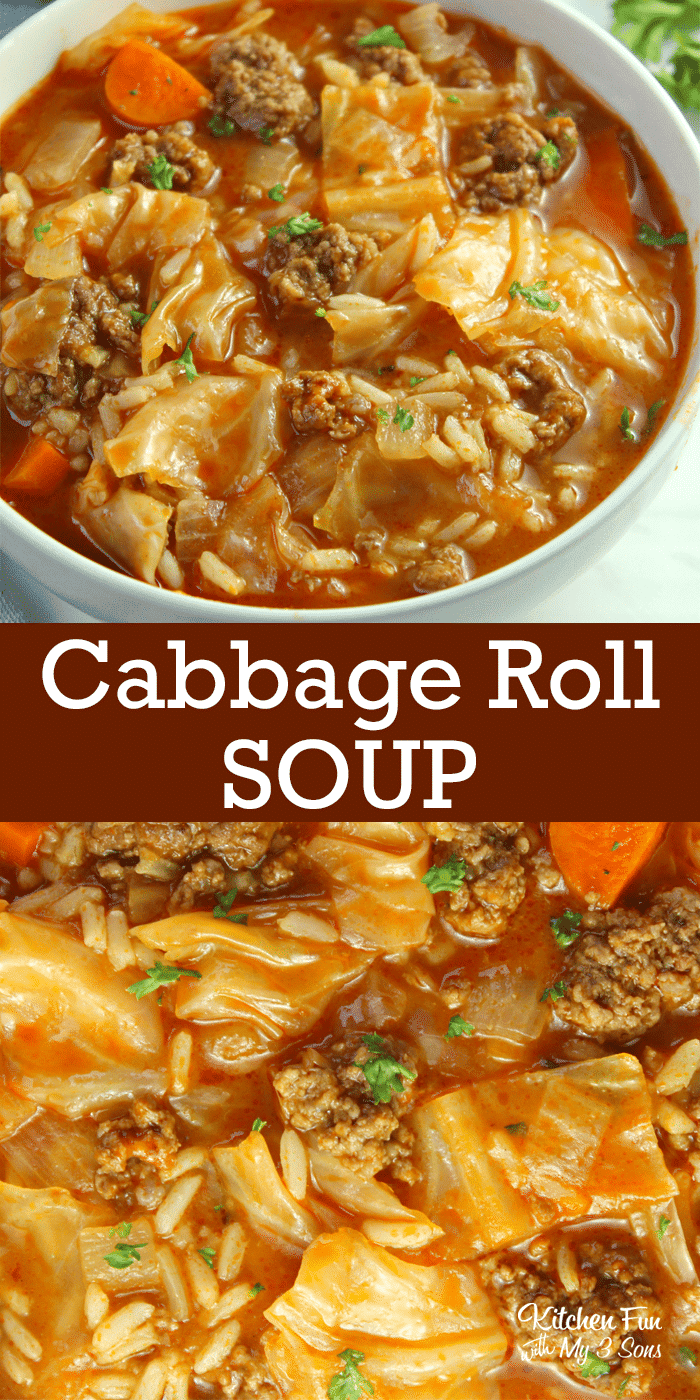 cabbage roll soup promo image for pinterest