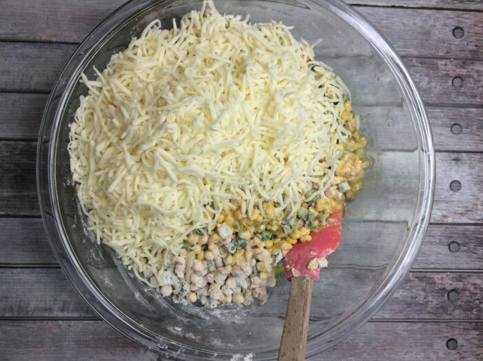 shredded cheese over mixture