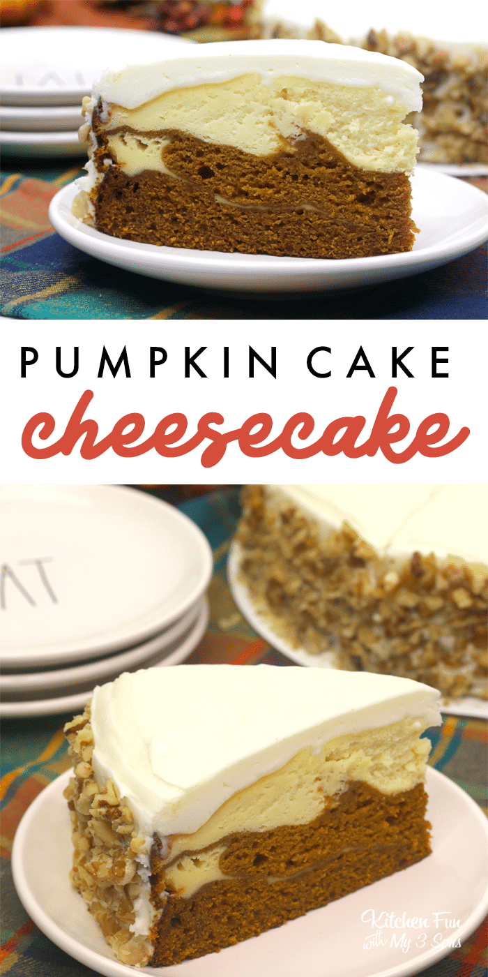 Pumpkin Cake Cheesecake is a double layered dessert with pumpkin cake and pumpkin cheesecake. It is the most delicious fall recipe for all you pumpkin lovers. | Fall Desserts | Pumpkin Desserts