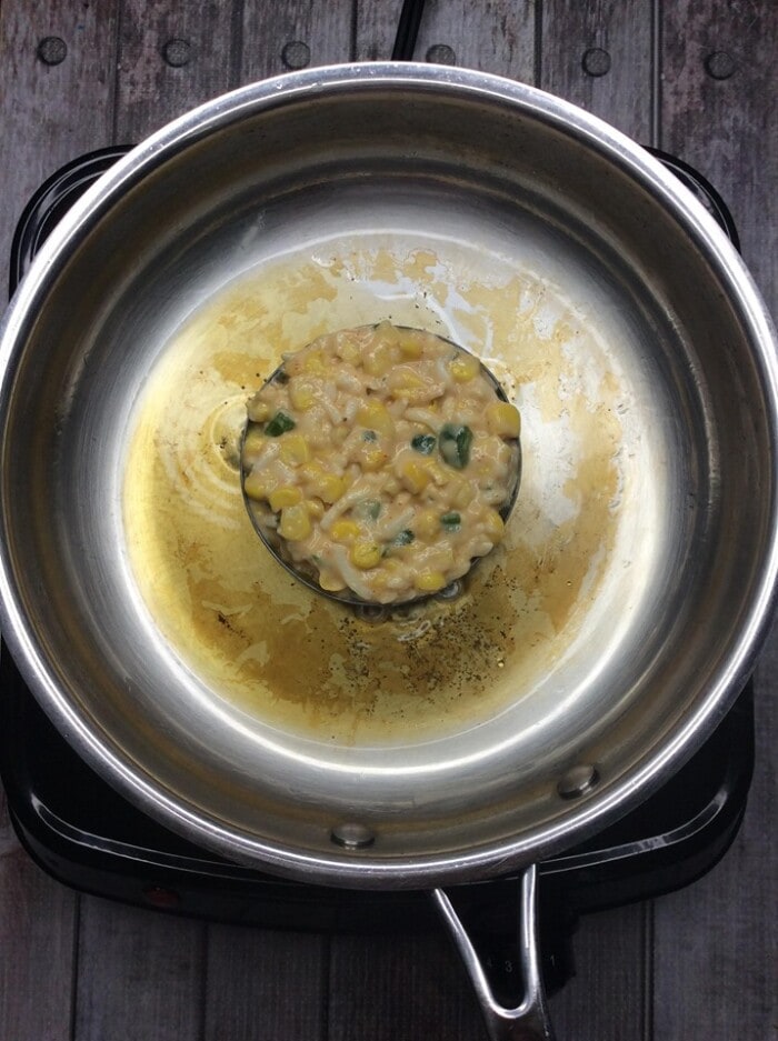 Corn Fritter in a pan