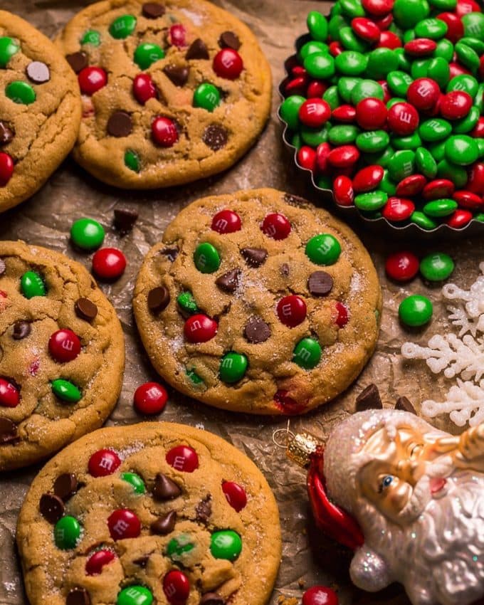 Santa's Peanut Butter M&M Cookies