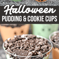 These Halloween Pudding Cups with Oreo cookies are a really fun treat to make with kids. Grab a marker and let's make a Jack-O-Lantern and Frankenstein!