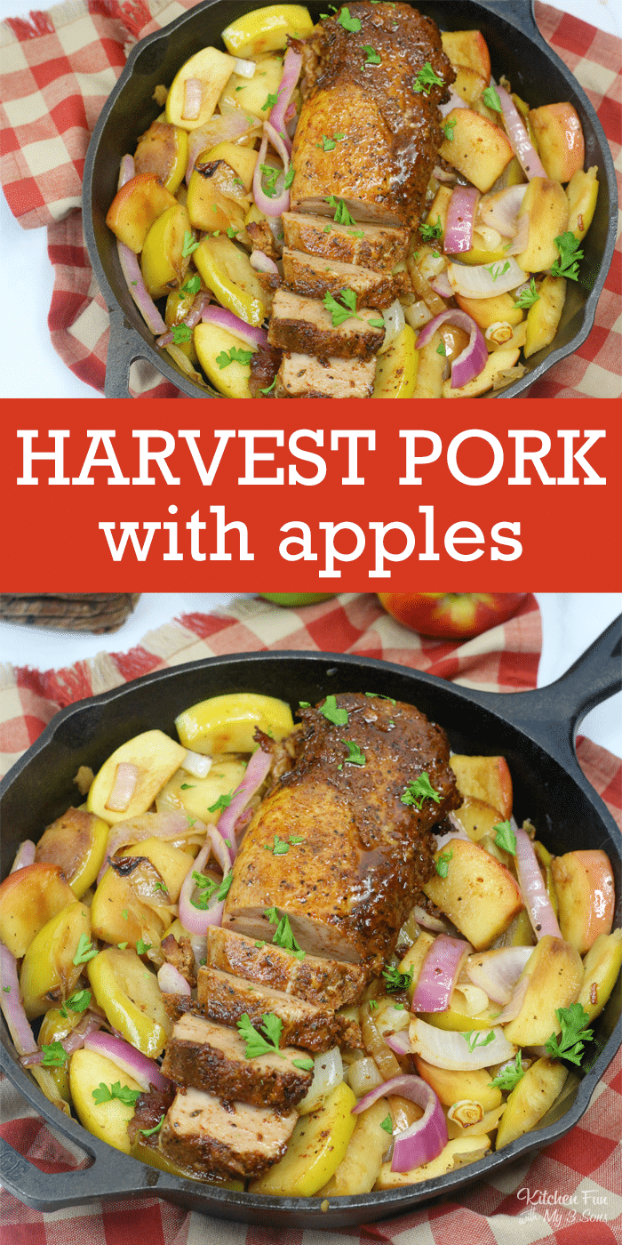 Harvest Pork loin with apples and onions is a great dinner recipe for the family.
