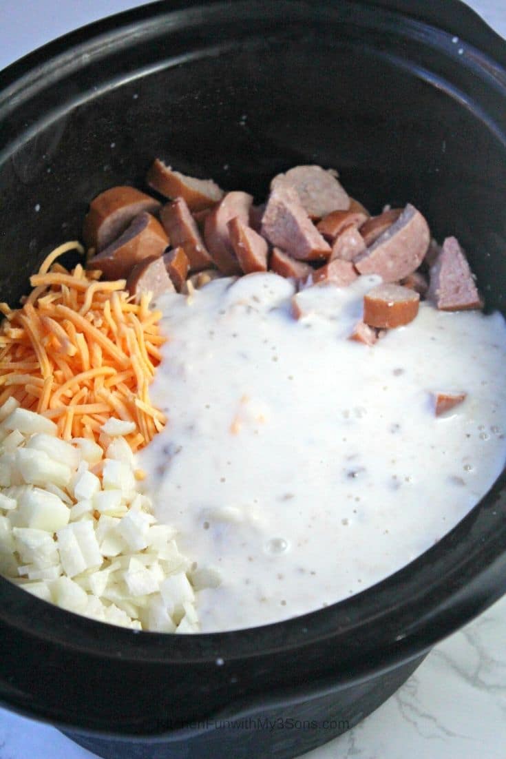 Crockpot breakfast casserole with smoked sausage