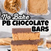 No-Bake Chocolate Peanut Butter Bars are my absolute favorite! It's like a Reese's in bar form and so EASY to make using just 5 ingredients. #Recipes #Dessert
