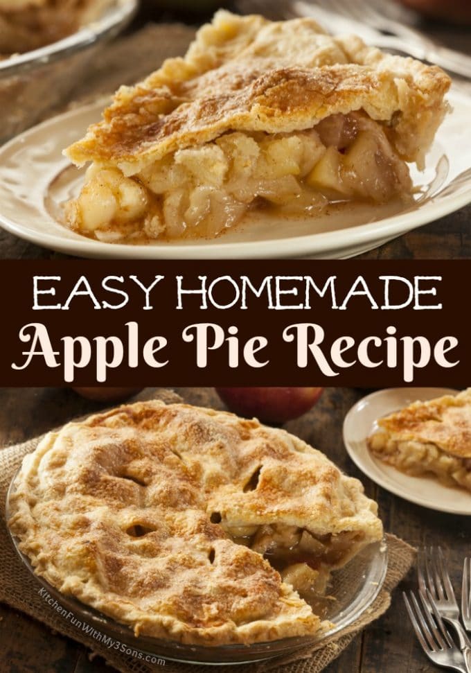 Pinterest graphic with photos of a homemade apple pie