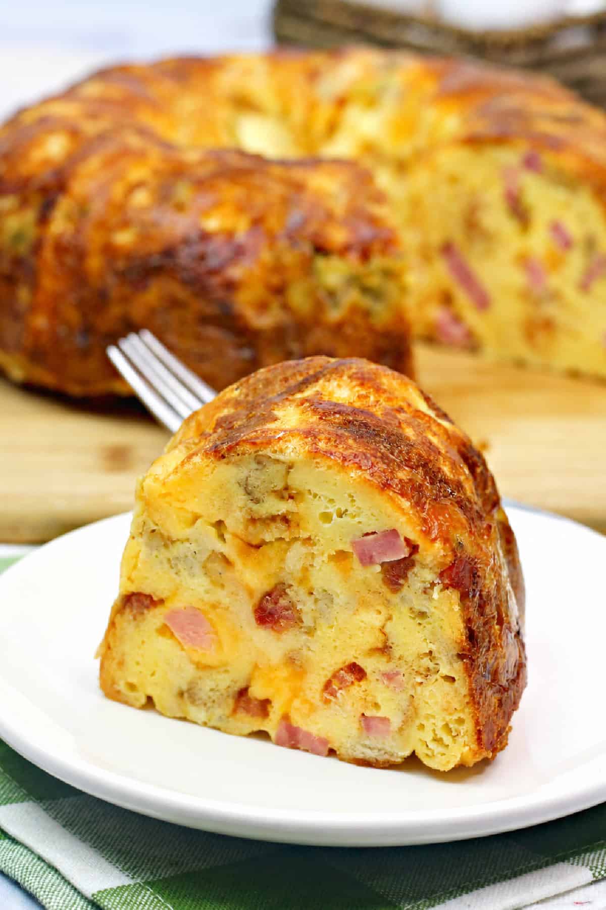 Breakfast Bundt Cake slice on a plate