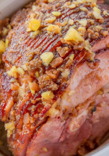 Overhead view of a pineapple ham