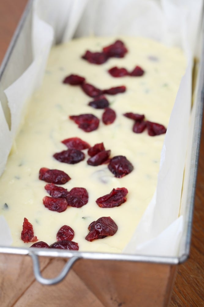 Cranberry Quick Bread in loaf pan