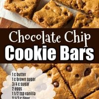 pinterest graphic with two images of chocolate chip cookie bars